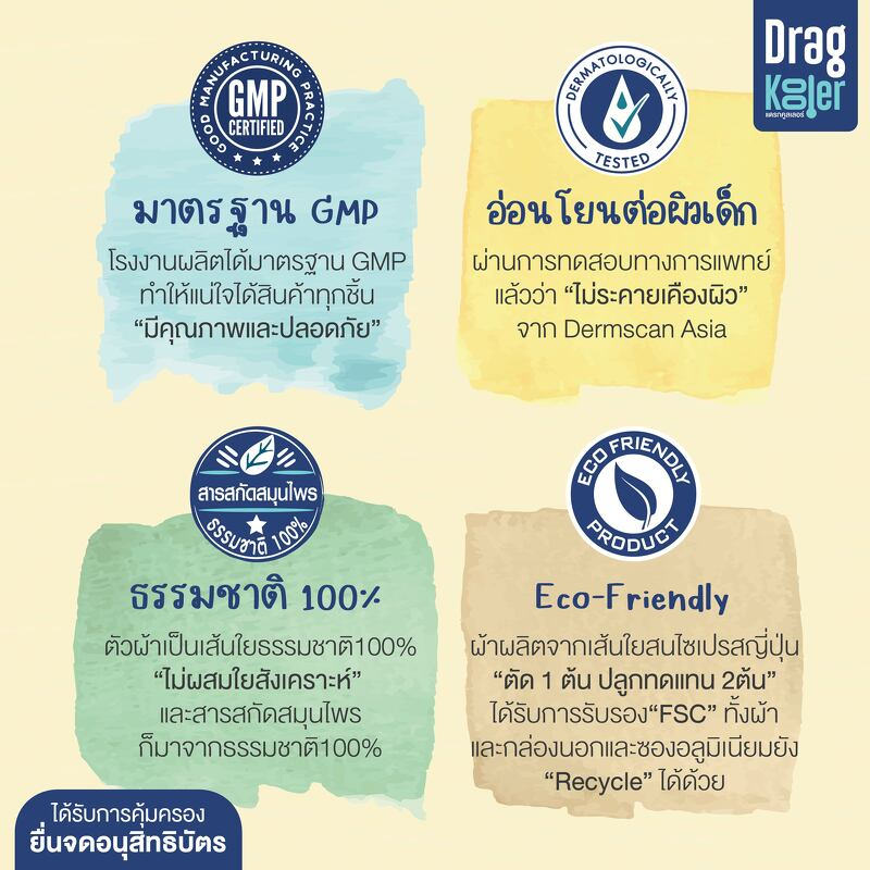 สินค้าทดลอง-นวัตกรรมใหม่-ผ้าเปียกสมุนไพรเช็ดตัวลดไข้-dragkooler-สินค้าทดลอง-1ชิ้น