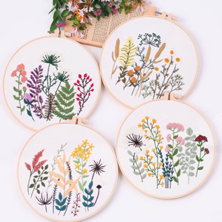 ชุดปักลายดอกไม้ ฟรีสะดึงขนาด 20cm. Beginner flower DIY Embroidery kit 20cm