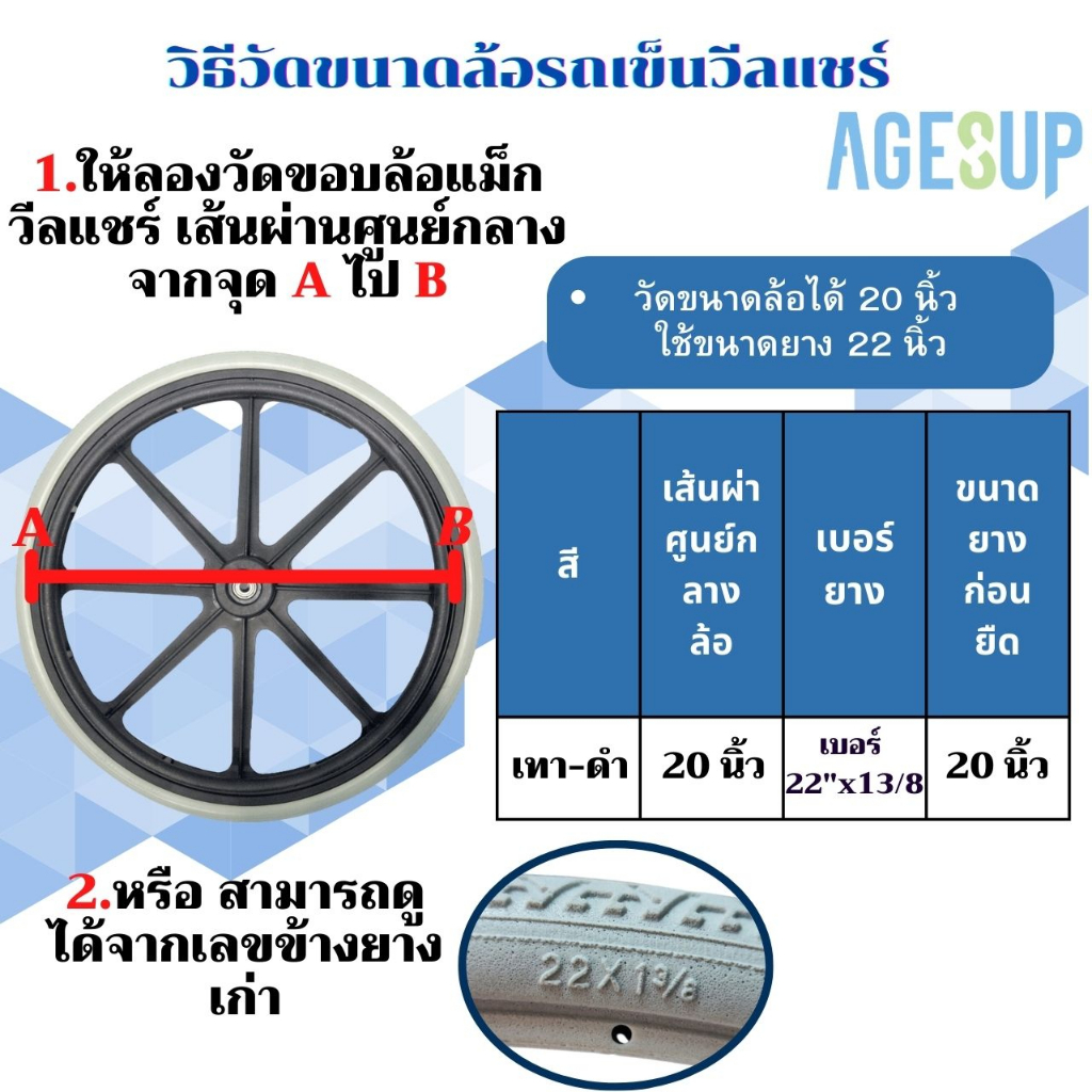 ยางอะไหล่-ยางตัน-pu-ยางรถเข็นผู้ป่วย-อะไหล่-ล้อ-รถเข็น-วีลแชร์-ยาง-22-นิ้ว-ขายเป็นเส้น-ข้าง