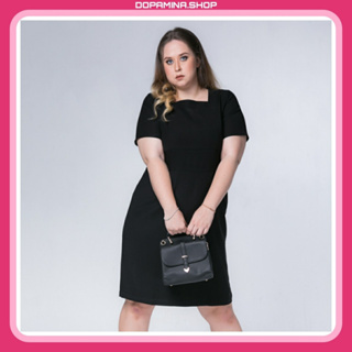 DOPAMINA เดรสสาวอวบ เสื้อผ้าสาวอวบ สีดำ [2XL-4XL] รอบอก 42 - 46 นิ้ว [DPM-006 Classic dress]