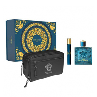 VERSACE EROS GIFT SET 3 ชิ้น Versace Eros Edt 100ml + 10ml + กระเป๋า (Eau De Toilette)