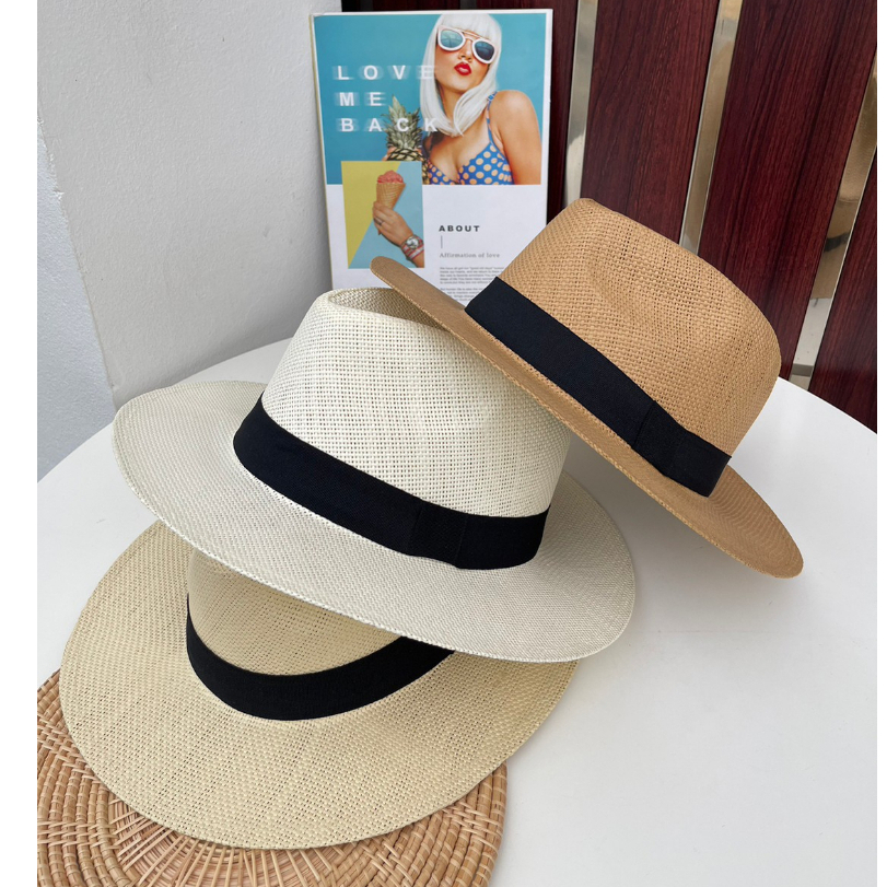 ราคาและรีวิวหมวกสานทรงปานามา หมวกไมเคิ้ลแต่งคาดดำ สินค้าพร้อมส่ง B069
