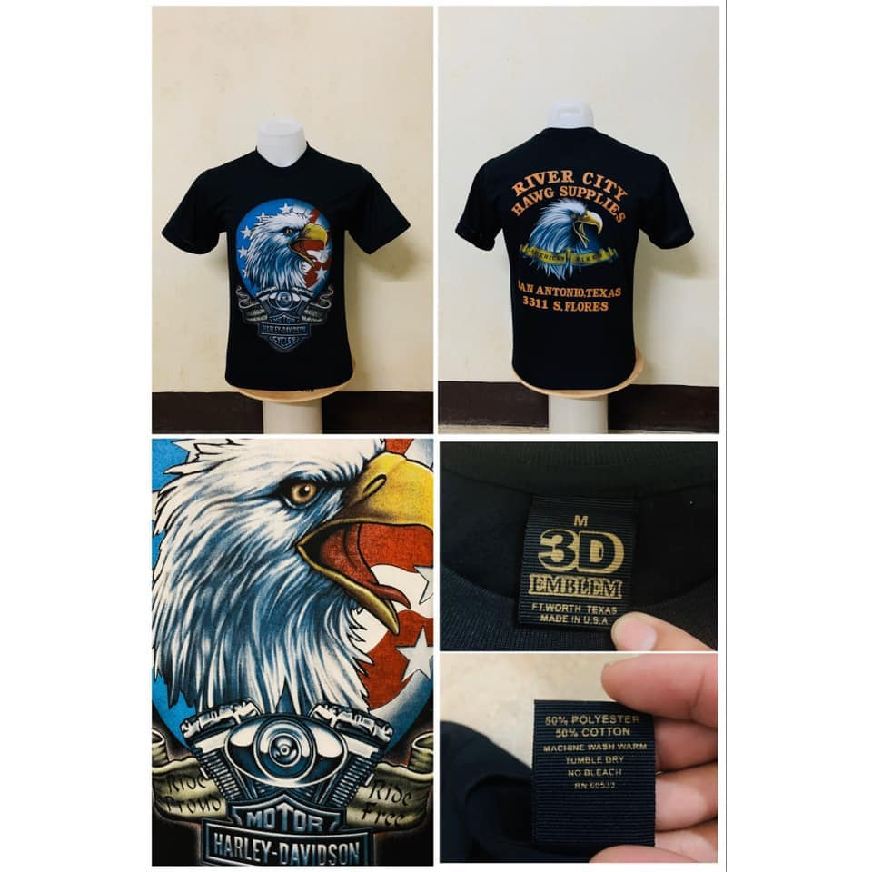 เสื้อฮาเลย์-harley-davidson-ป้าย-3d-emblem-ผ้าบาง50-50-ลายที่-b001-b012