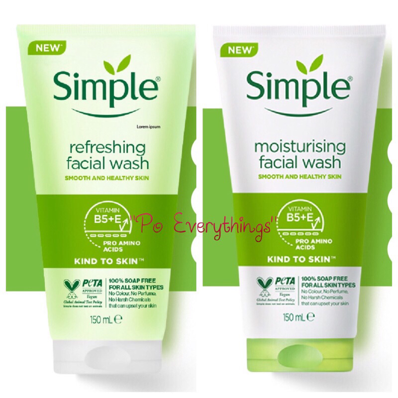 ภาพหน้าปกสินค้าโฉมใหม่  Simple facial wash moisturising, refreshing 150ml.