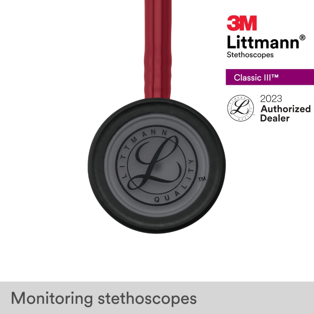 3m-littmann-classic-iii-27-inch-5868-burgundy-tube-black-finish-chestpiece-stainless-stem-amp-eartubes