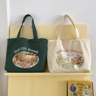 (พร้อมส่ง🌷) INS bakery canvas bag กระเป๋าผ้า ลายเบเกอร์รี่ น่ารักมาก!