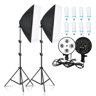 Photography สตูดิโอถ่ายภาพ ไฟต่อเนื่อง ไฟสตูดิโอ 50x70cm 4 Lamp Holder Softbox with 135W Bulb Photo Studio