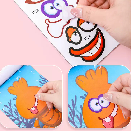 พร้อมส่ง-สมุดภาพติดสติ๊กเกอร์-สัตว์-เจ้าหญิง-แปะหน้าตา-สมุดสติ๊กเกอร์แต่งหน้า-ภาพสีทุกหน้า