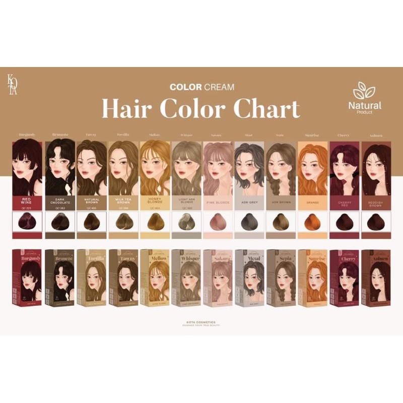 [พร้อมส่ง แท้100%] สีย้อมผมออแกนิค KOTA COLOR CREAM มี 12 เฉดสี ครีม ...