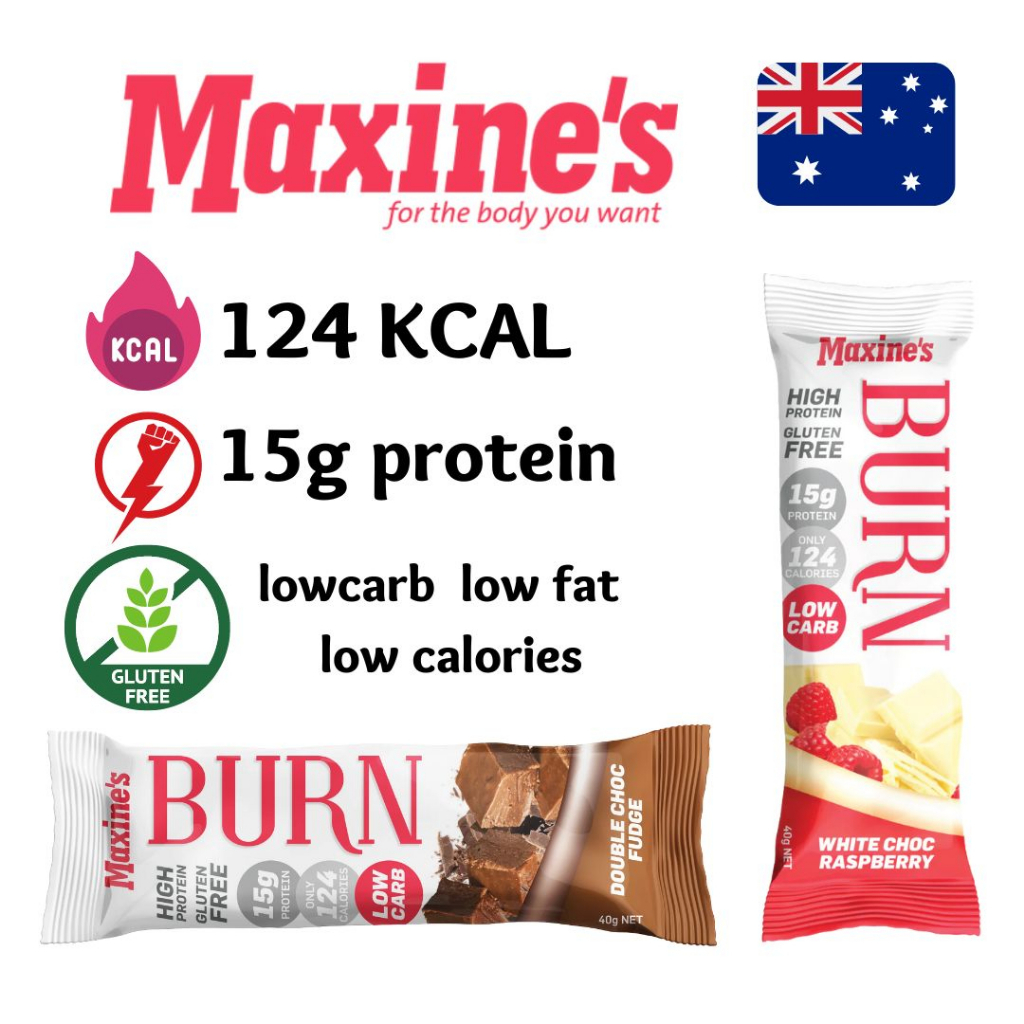 Maxine's Burn Protein Bars (Australia) for leaner high protein gluten