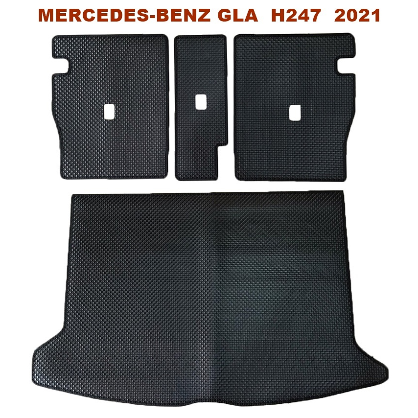 แผ่นยางปูท้ายรถ-benz-gla-h247-ปี2021-แผ่นปิดเบาะ-รวม-4ชิ้น-ลายกระดุมเม็ดเล็ก-pvc