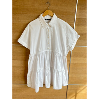 ZARA Dress x Cotton คอปก x Size L x ขาวใหม่ รุ่นฮิต อก42/44 ยาว 33.5 Tag ครบใหม่ไร้ตำหนิ