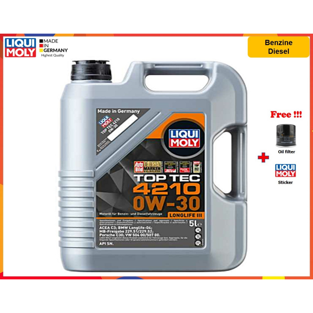 Liqui Moly น้ำมันเครื่อง Top Tec 4210 0W-30 5, 6 L. | Shopee Thailand