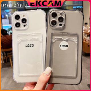 🇹🇭Ekcam เคสไอโฟน เคส กันกระแทกเคสใส่บัตร เคสซิลิโคนใส เคสใสทรงสี่เหลี่ยม 11 12 13 14ProMax XSMax X/XS XR 14Plus 7 8 Plus