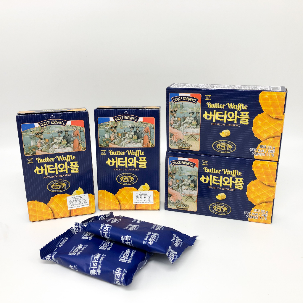 ขนมเกาหลี-butter-waffle-55g-1-กล่อง-มี-2-ชิ้น-วาฟเฟิลอบกรอบรสเนย-วาฟเฟิลเกาหลี-บัตเตอร์วาฟเฟิล