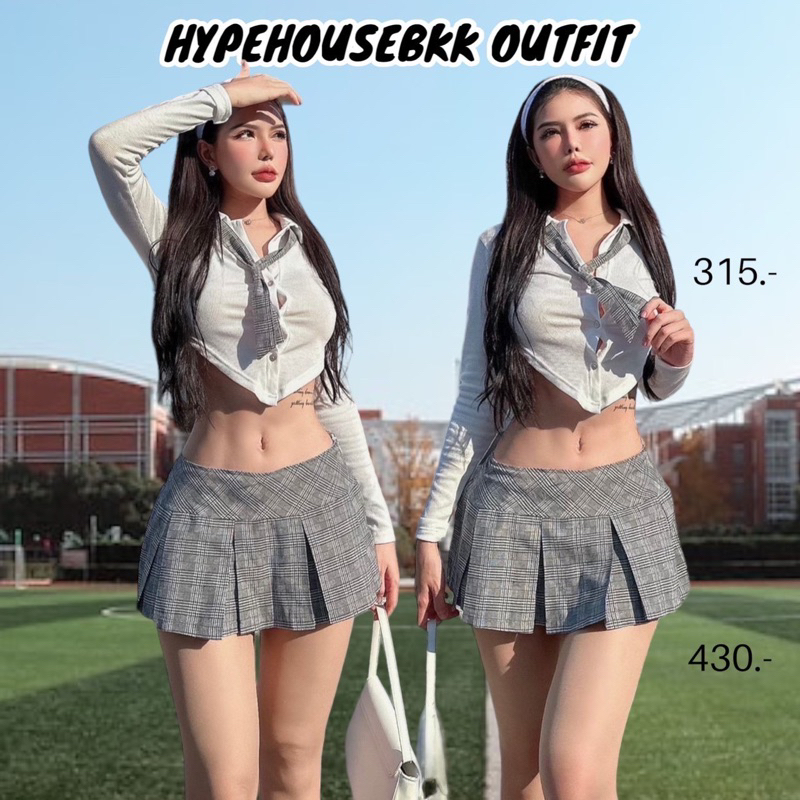 ภาพหน้าปกสินค้าHH480GREY MINI CHECKED SKIRT จากร้าน hypehousebkk บน Shopee