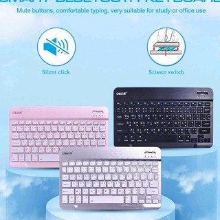 NEW🚀ส่งเร็ว🚀 OKER คีย์บอร์ดBluetooth Keyboard คีย์บอร์ดไร้สายโดยใช้คอมพิวเตอร์และโทรศัพท์มือถือ OKER UK-45mini