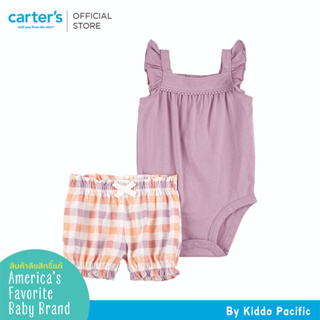 CARTERS BSSS PURPLE-ORANGE PLAID คาร์เตอร์เสื้อผ้าชุดขาสั้นเด็กผู้หญิง สีม่วง เซท 2 ชิ้น L10