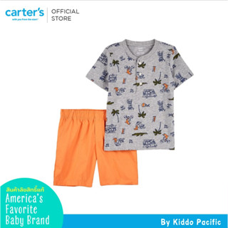 CARTERS SETS GREY ORANGE HENLEY SET คาร์เตอร์เสื้อผ้าชุดขาสั้นเด็กผู้ชาย ลายฤดูร้อน เซท 2 ชิ้น L10