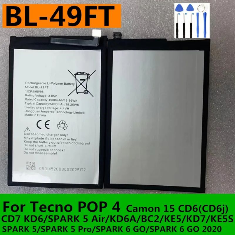 แบตเตอรี่🔋 TECNO BL-49JT/BL-49GT/BL-49FT/BL-49HT Tecno POP 4 Camon 15 ...