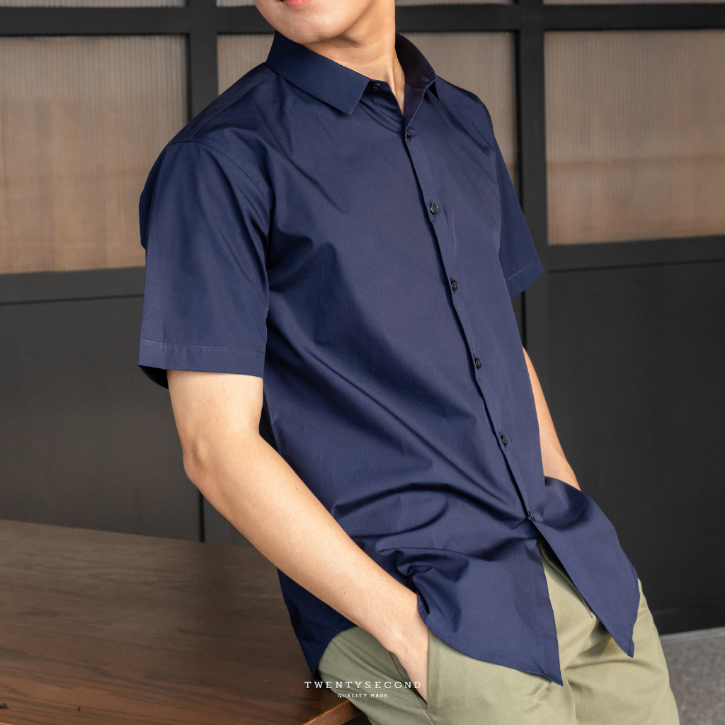 TWENTYSECOND Plain Short Sleeves shirt Navy