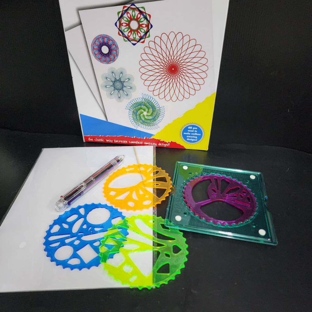 spirograph-ชุดอุปกรณ์เสริมการศึกษาชุดของเล่นวาดภาพ-ด้วยเกียร์และวงกลม-วาดรูปดาวด้วยการเขียนผ่านเกียร์และเฟืองเป็นรูปต่าง