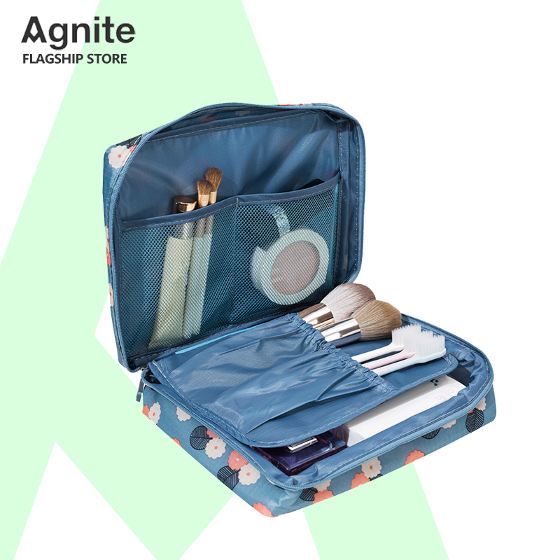 agnite-กระเป๋าเครื่องสำอางค์-กระเป๋าจัดเก็บระเบียบ-ซิปคู่กันน้ำ-แข็งแรง-มีช่องเก็บ-ถอดแยกได้-ขนาดใหญ่-cosmetic-bag