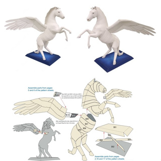 โมเดลกระดาษ 3D : ม้าเพกาซัส Pegasus กระดาษโฟโต้เนื้อด้าน  กันละอองน้ำ ขนาด A4 220g.