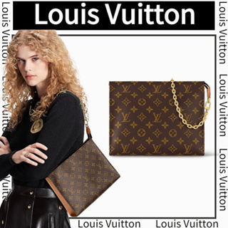 หลุยส์วิตตอง กระเป๋าใส่ของในห้องน้ำแบบโซ่ Louis Vuitton/กระเป๋าผู้หญิง/กระเป๋าสะพายข้าง/โซ่แบบถอดได้/สินค้าลดราคา