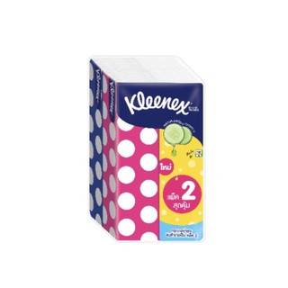 กระดาษเช็ดหน้า Kleenex แพ๊ค 2 ห่อ (ห่อละ 100 แผ่น)สัมผัสเนียนนุ่ม สะอาดอ่อนโยน ผลิตจากเยื่อบริสุทธิ์ธรรมชาติ 100%