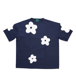 Black cactus - Oversized T-shirt - Dark Blue - Small Flower