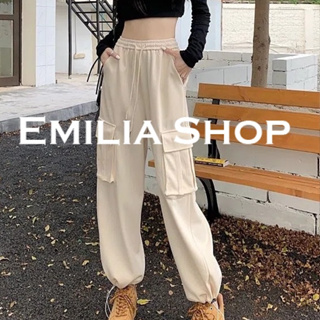 EMILIA SHOP กางเกงขายาว กางเกงเอวสูง ผู้หญิงสไตล์เกาหลี เสื้อผ้าแฟชั่นผู้หญิง 2023 ใหม่ A20M03R 0504