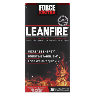 Force Factor LeanFire Fast-Acting Weight Loss Formula 30 Vegetable Capsules (exp.10/25)