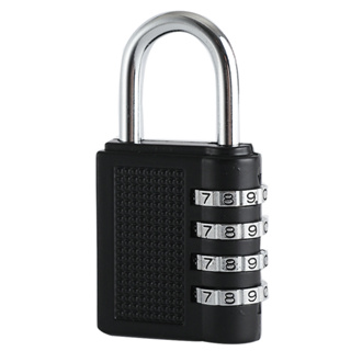 ล็อครหัสลับสีดำ 4 หลัก ตู้เสื้อผ้าฟิตเนส กุญแจประตูบ้าน กุญแจรหัสโลหะขนาดคิงไซส์