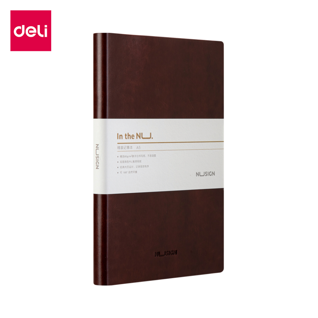 deli-สมุด-สมุดโน๊ต-สมุดจดบันทึก-สมุดมีเส้น-ปกหนัง-สมุดไดอารี่-ขนาด-a5-สีดำ-น้ำตาล-น้ำเงิน-notebook