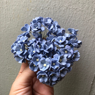 ดอกไม้กระดาษสาดอกไม้ขนาดเล็กสีฟ้าสด 55 ชิ้น ดอกไม้ประดิษฐ์สำหรับงานฝีมือและตกแต่ง พร้อมส่ง F60