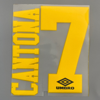 เบอร์ชื่อ ติดเสื้อฟุตบอล ย้อนยุค 7 CANTONA สีเหลือง 1992-94 แบบกัมมะหยี่ ติดเสื้อ แมนยู Manchester United กังฟู