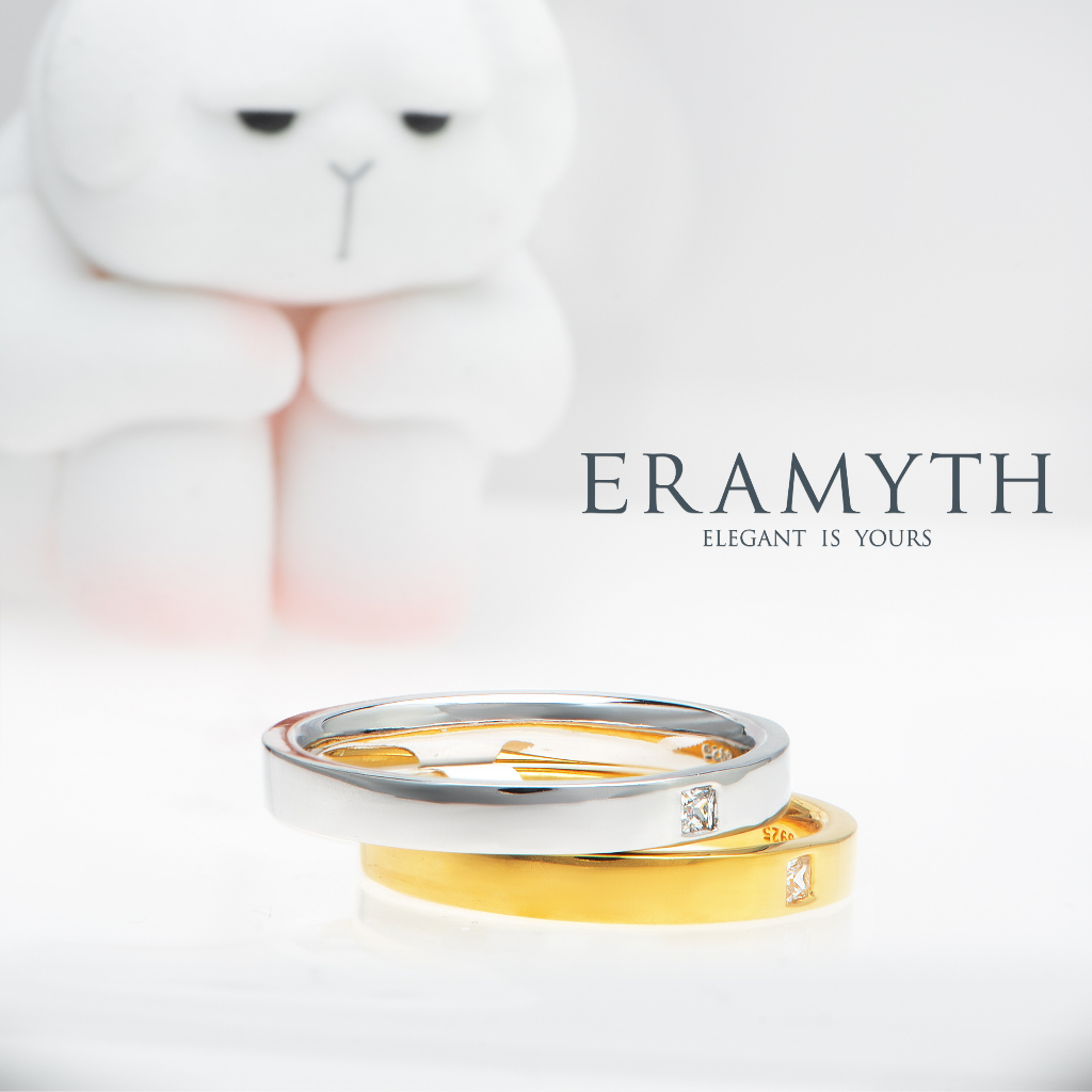 eramyth-jewelry-แหวนคู่-silver-925-ฝังเพชรสวิสcz-สี่เหลี่ยม-คอลเลคชั่น-น้องอ้วน-รัหส-si-0263-สินค้าพร้อมส่งจ้า