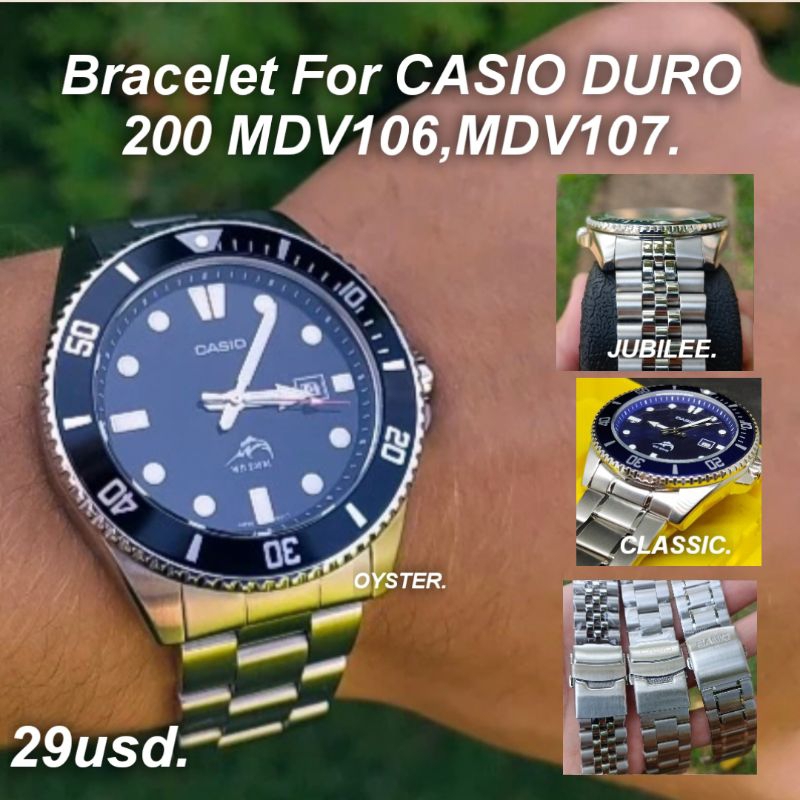 ภาพหน้าปกสินค้าสายนาฬิกา หัวโค้ง สำหรับ CASIO DURO 200 MDV-106 ,MDV-107 ขนาด22มิล มีโลGO ฟรีSpring Bar และปากกาถอดสาย