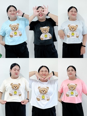 6000-IMG-24# เสื้อครอป 6XL สกรีนลาย ลายน่ารักมาก ผ้าคอตตอนผสม