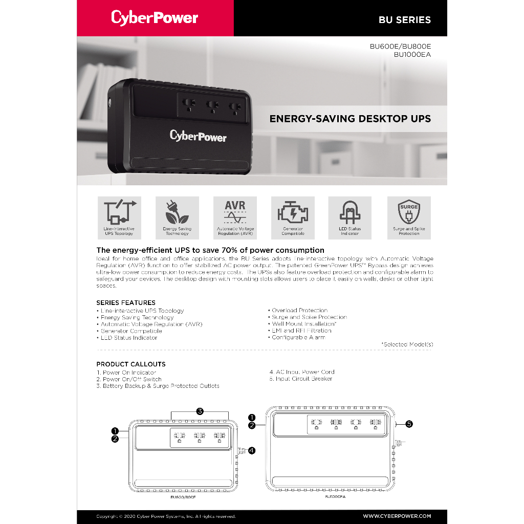 cyberpower-bu600e-as-เครื่องสำรองไฟ-ups-600va-360w-รับประกัน-onsite-2-ปี-by-billionaire-securetech