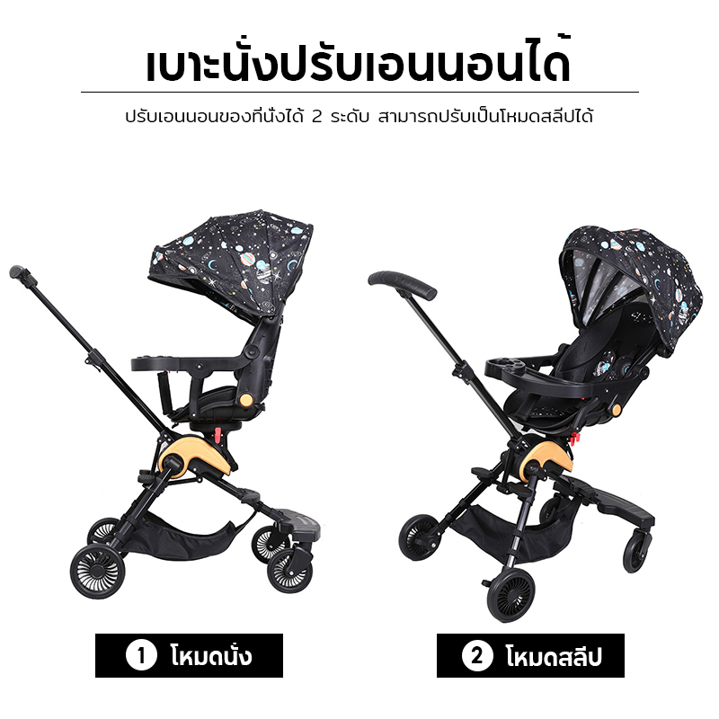 ภาพสินค้าMomflybb รถเข็นเด็ก มีกันสาด S14 ปรับเอนอิส(นั่ง/เอน/นอน) หมุนได้ 360 องศา รถเข็นเด็กพกพา พับได้ มีพนักพิง ล้อมีเบรค มีโช๊ค จากร้าน momflybb.th บน Shopee ภาพที่ 2