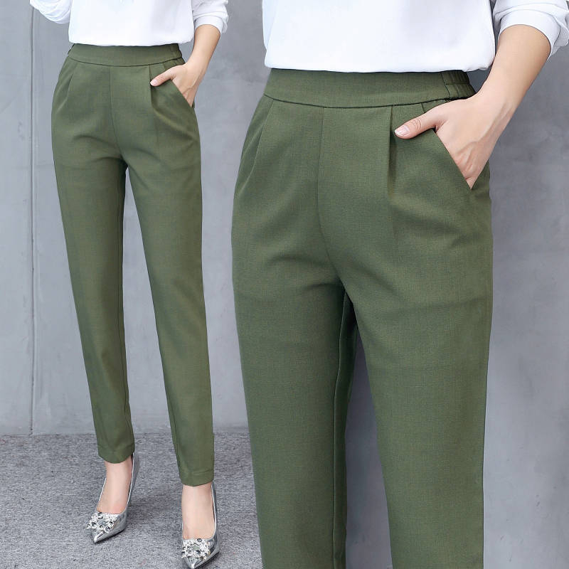 s-47-กางเกงขายาวผญ-กางเกงแฟชั่น-สไตล์เกาหลี-เอวสูง-สวมใส่สบาย