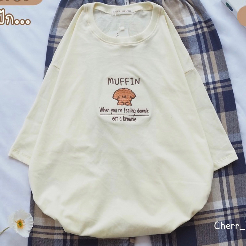 i-ขายเฉพาะเสื้อ-shirt-only-เสื้อยืดโอเวอร์ไซส์-oversize-ผ้าคอตตอน-ลาย-น้องหมา-muffin