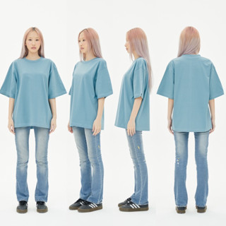 OV14 blue gray เสื้อยืดสีเทาฟ้า Cotton20 Oversize