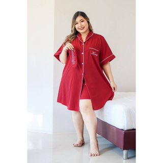 🎈Plussize ชุดนอนคนอ้วน🎈 รอบอกเสื้อ  56 "  ความยาวเดรส 39"  ต้นแขน  28"   เอว 40-54" ความยาวกางเกง 19" สะโพก  62"