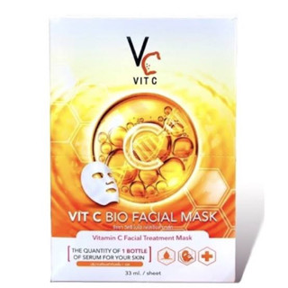 มาร์คหน้าน้องฉัตร VC Vit C Whitening Mask 33ml 1กล่อง 6แผ่น