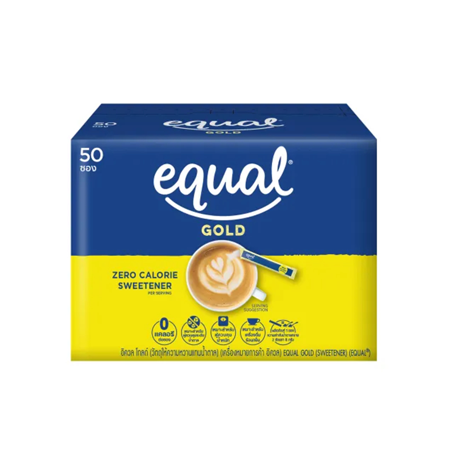 equal-gold-50-sticks-อิควล-โกลด์-ผลิตภัณฑ์ให้ความหวานแทนน้ำตาล-1-กล่อง-มี-50-ซอง-0-kcal