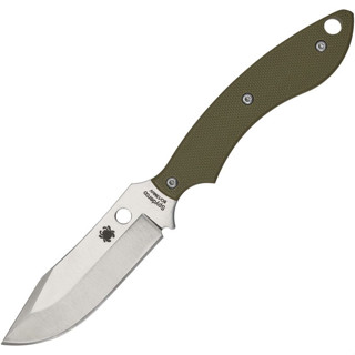 มีดใบตาย Spyderco Stok Bowie Fixed Blade Knife Satin Blade, OD Green G10 Handles (FB49GPOD)