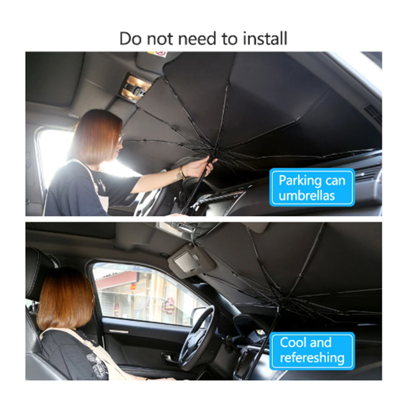ที่บังแดดกระจกหน้ารถสำหรับกระจกหน้ารถรังสี-uv-พับเก็บได้ร่มป้องกันแสงแดดพับเก็บได้สะท้อนแสงพับได้ร่มพับ-ที่จับโค้งงอ-uv